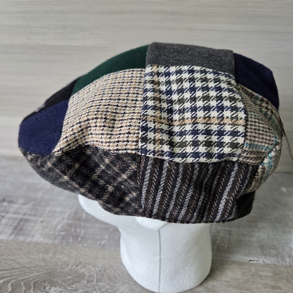 Guinness Patchwork Tweed Flat Cap Newsboy Cabbie Hat Men's Large 61cm NWT - Picture 8 of 15